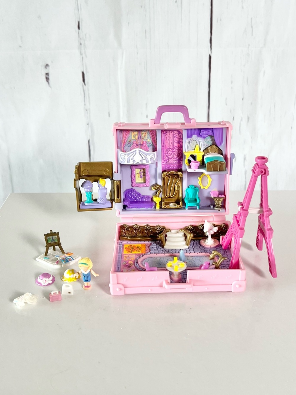 Vintage Polly Pocket 1996 Polly in Paris Vacation Fun Suitcase Complete